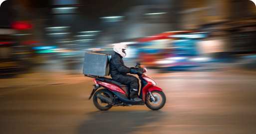 Delivery guy on bike